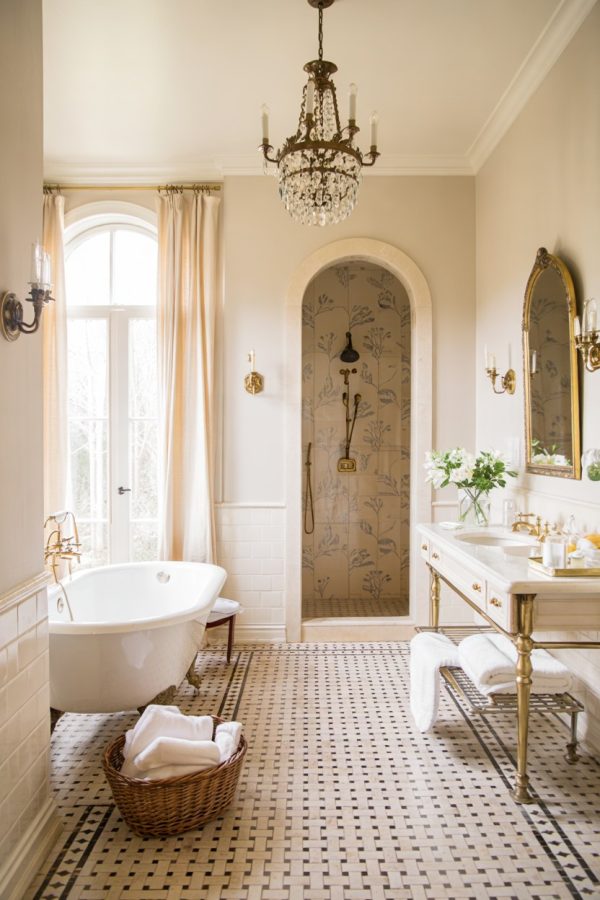 Luxury Basketweave Mosaic Tile Bathroom Design Ideas