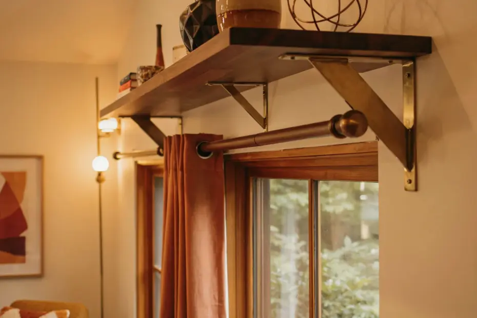 Rustic Curtain Rod Holder | Adjustable Wall Mounted Bracket for Farmhouse Living Room