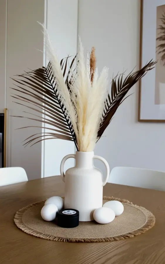 How to Style a Minimalist Centerpiece with Dried Pampas Grass and Ceramic Vases