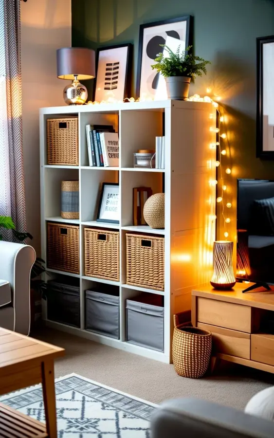 IKEA Kallax hack for a cozy small living room on a budget