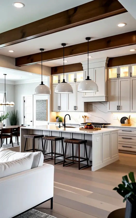 Fall home tour: modern open concept kitchen and living room