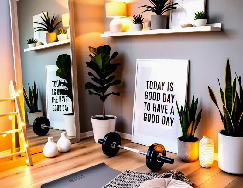 Budget Home Gym Yoga Room Ideas | Minimalist Space with Plants and Mirror