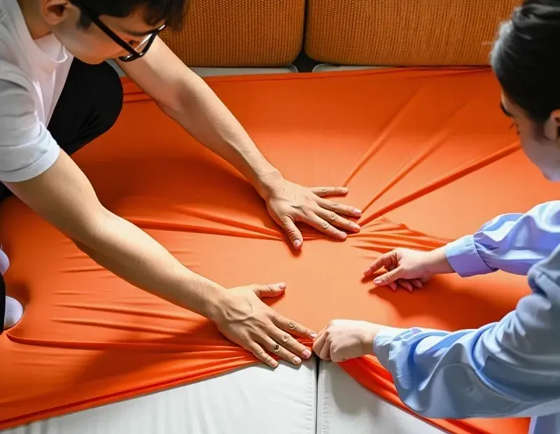 Putting an Orange Sofa Cover on Our White Couch for a Cozy Fall Look
