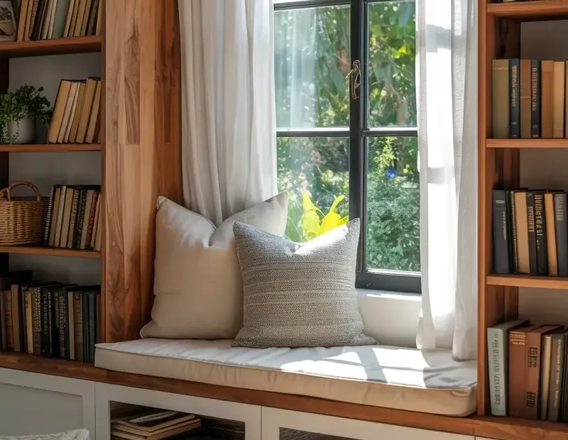 Budget Window Seat Nook with Built-In Bookshelves: Cozy and Thrifty