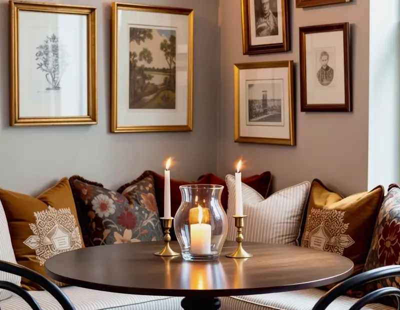Cozy Dining Nook Ideas with Built-In Banquette & Gallery Wall Art